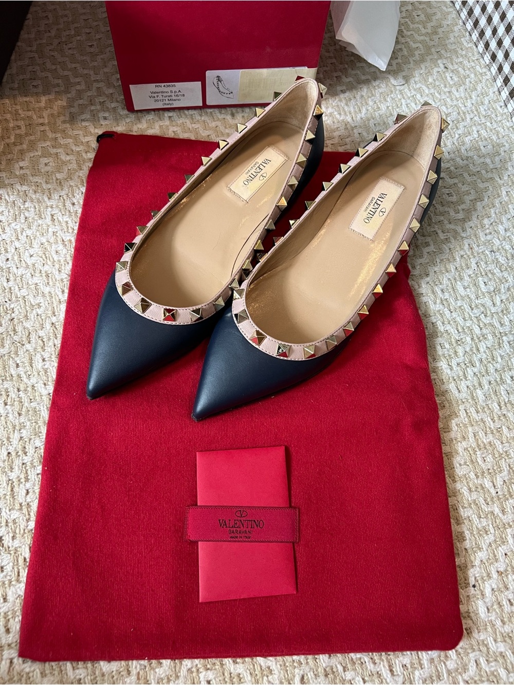 Valentino Navy Rockstud Flats